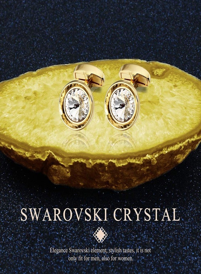 HAWSON Cufflinks for Men-Fashion Gold Color with White Swarovski Crystal Men French Shirt Cufflinks for Regular Weeding Business - Image 5